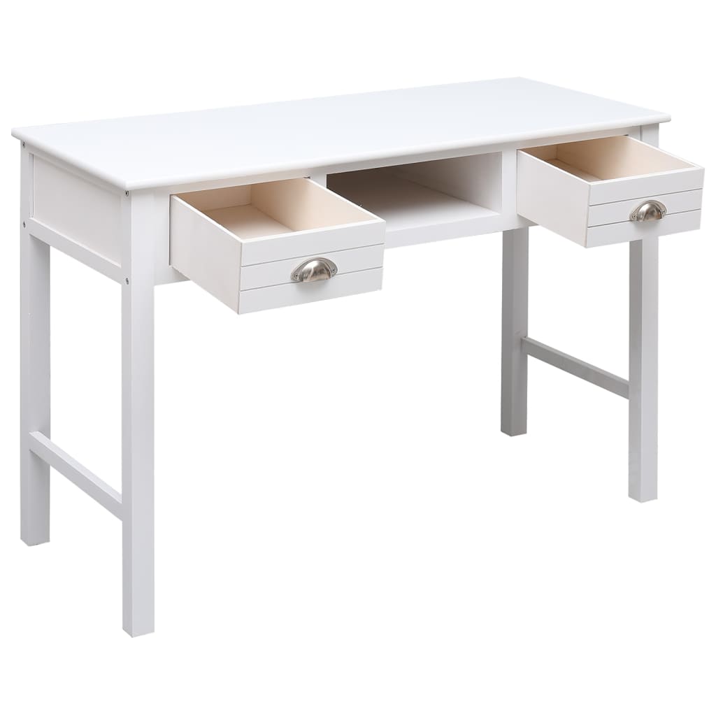 vidaXL Bureau blanc 108x45x76 cm Bois de paulownia massif