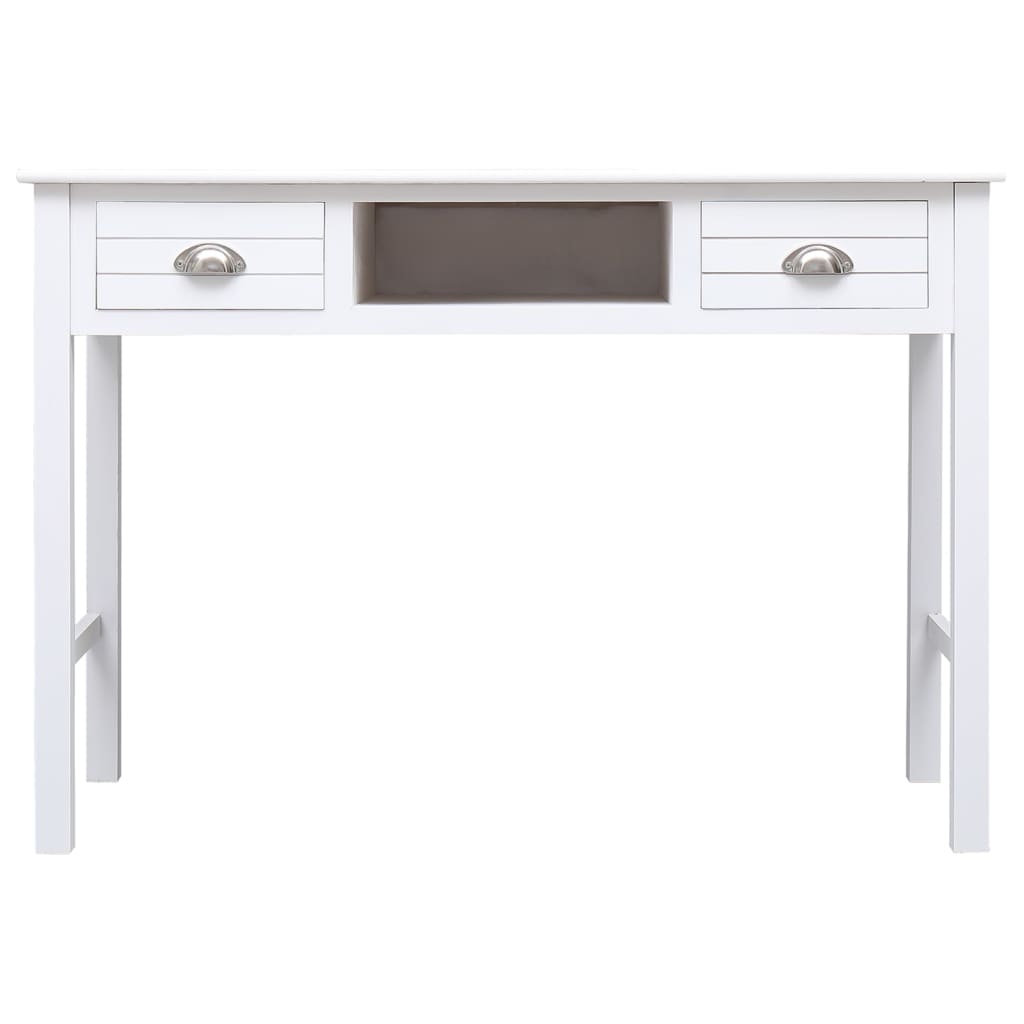 vidaXL Bureau blanc 108x45x76 cm Bois de paulownia massif