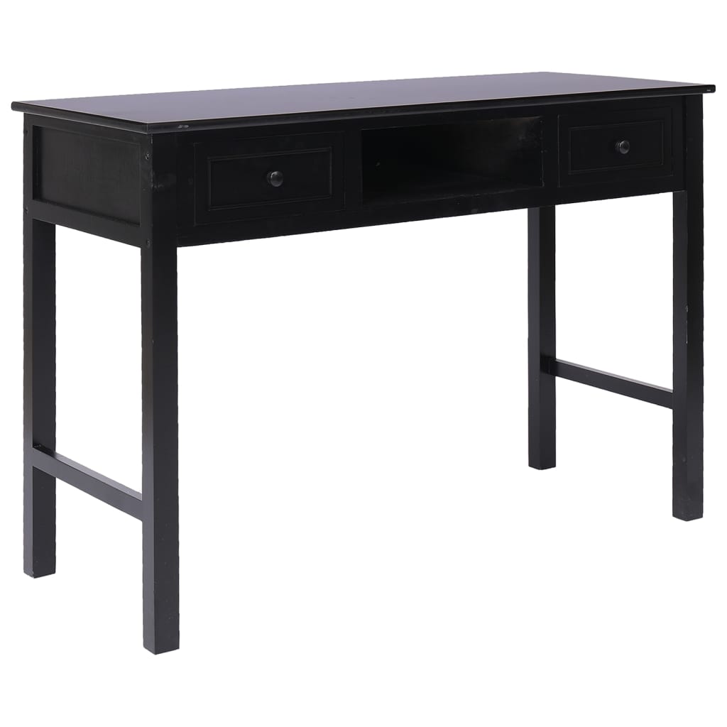 vidaXL Schreibtisch Schwarz 108x45x76 cm Massivholz Paulownia