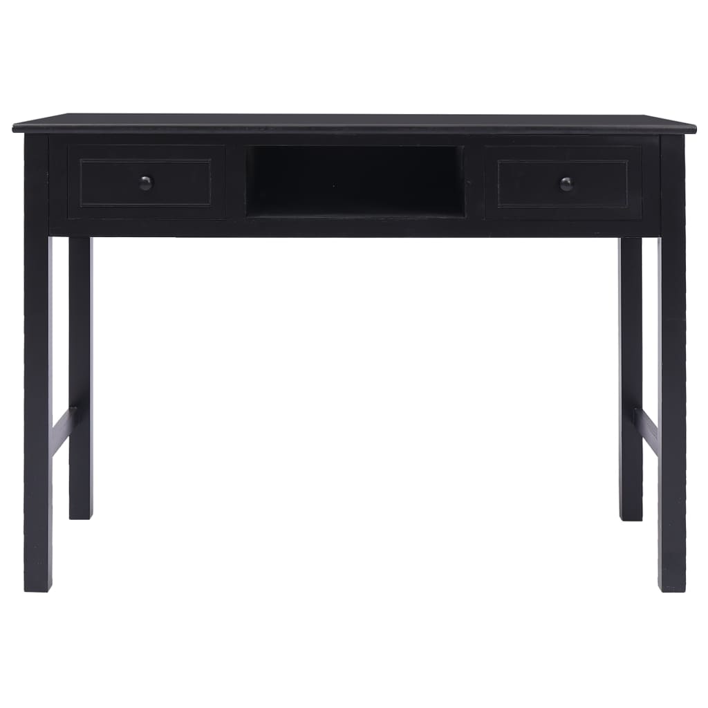 vidaXL Schreibtisch Schwarz 108x45x76 cm Massivholz Paulownia