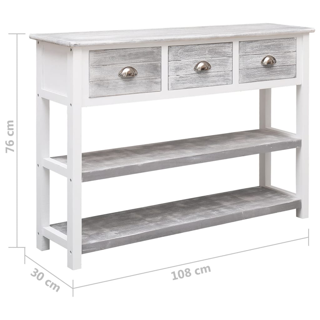 vidaXL Sideboard Antik-Grau 108x30x76 cm Massivholz Paulownia