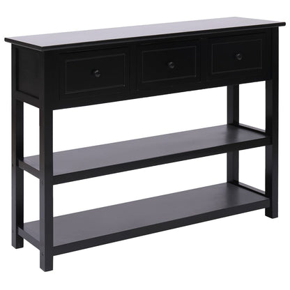vidaXL Buffet noir 108x30x76 cm Bois de paulownia massif