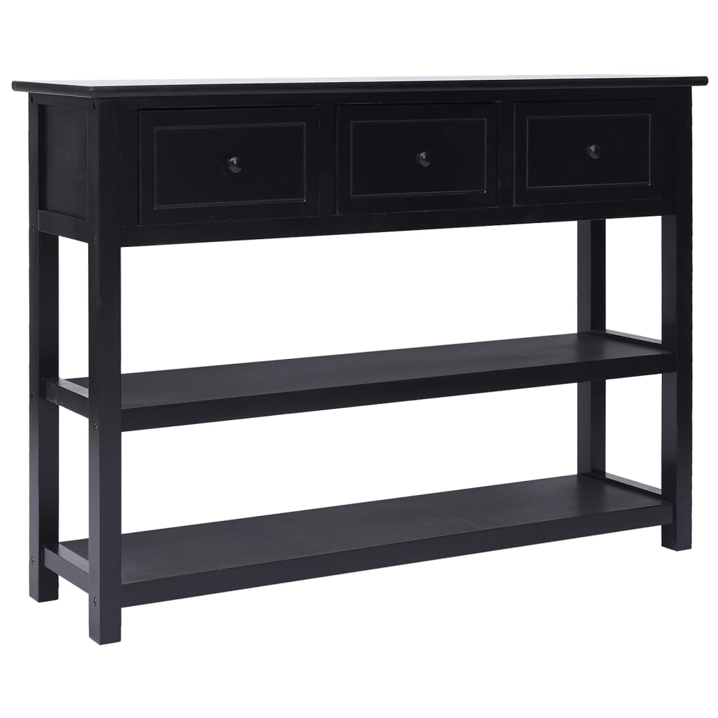 vidaXL Buffet noir 108x30x76 cm Bois de paulownia massif