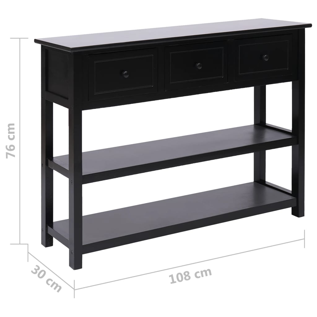 vidaXL Buffet noir 108x30x76 cm Bois de paulownia massif