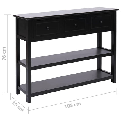 vidaXL Buffet noir 108x30x76 cm Bois de paulownia massif