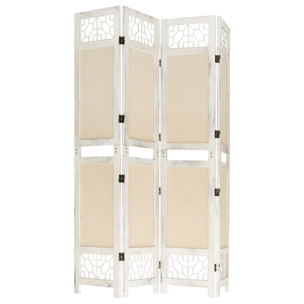 vidaXL Séparateur de pièce à 4 panneaux crème 140x165 cm tissu