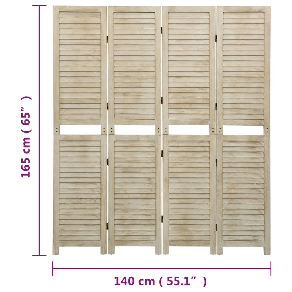 vidaXL 4-tlg. Raumteiler 140x165 cm Massivholz Paulownia