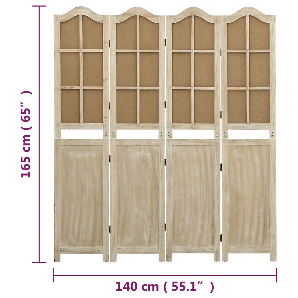 vidaXL 4-tlg. Raumteiler Braun 140x165 cm Stoff