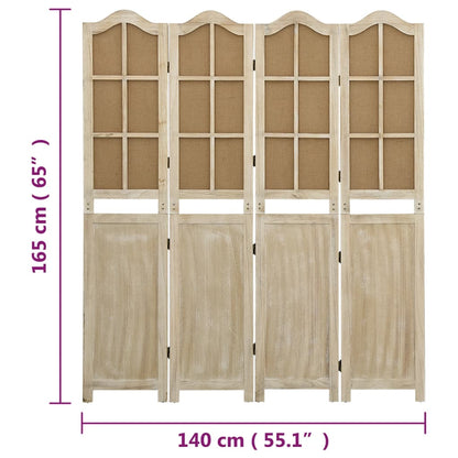 vidaXL 4-tlg. Raumteiler Braun 140x165 cm Stoff