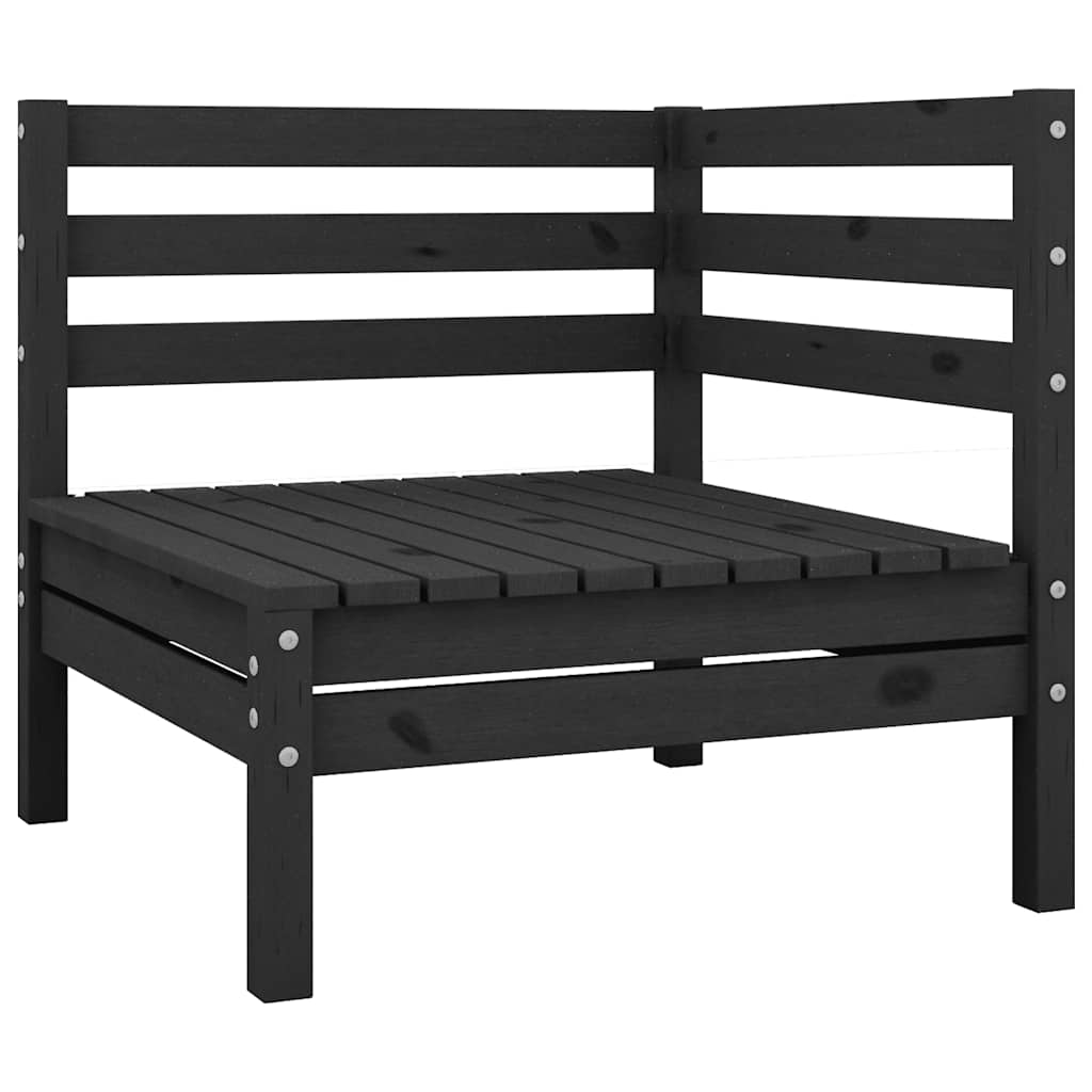 vidaXL Canapé d'angle de jardin Noir Bois de pin massif