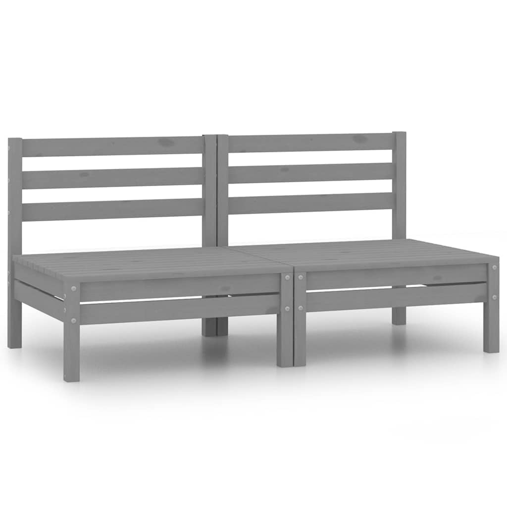 vidaXL Canapés centraux de jardin 2 pcs Gris Bois de pin massif