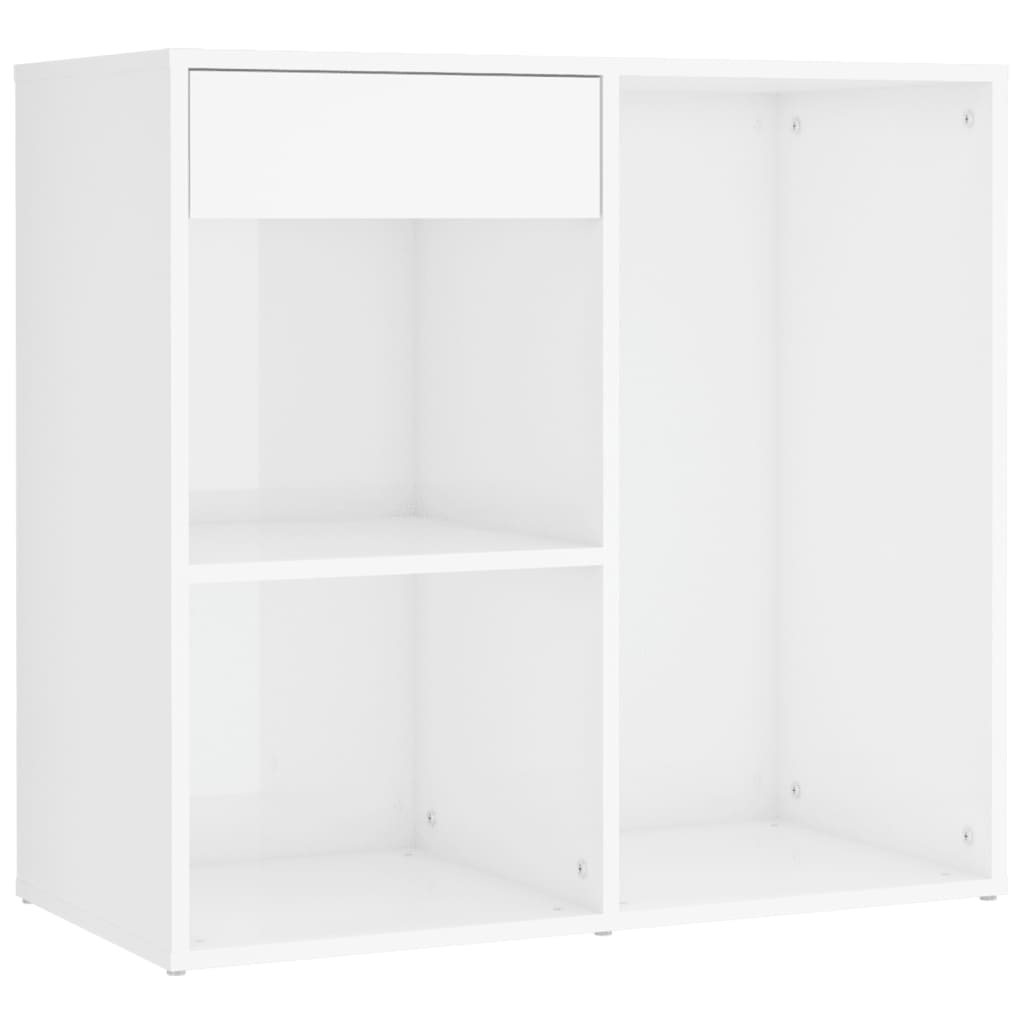 vidaXL LED-Schminktisch mit 2 Schränken Hochglanz-Weiß Holzwerkstoff