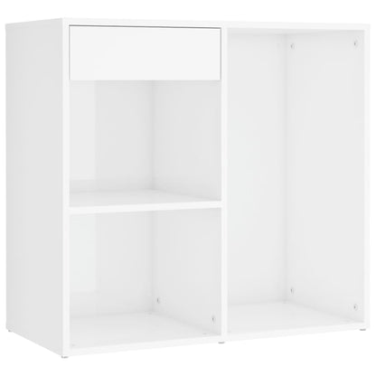vidaXL LED-Schminktisch mit 2 Schränken Hochglanz-Weiß Holzwerkstoff