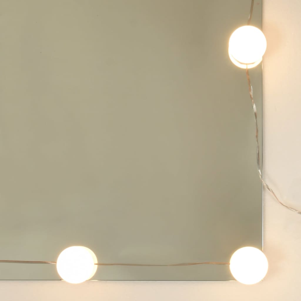 vidaXL LED-Schminktisch mit 2 Schränken Hochglanz-Weiß Holzwerkstoff