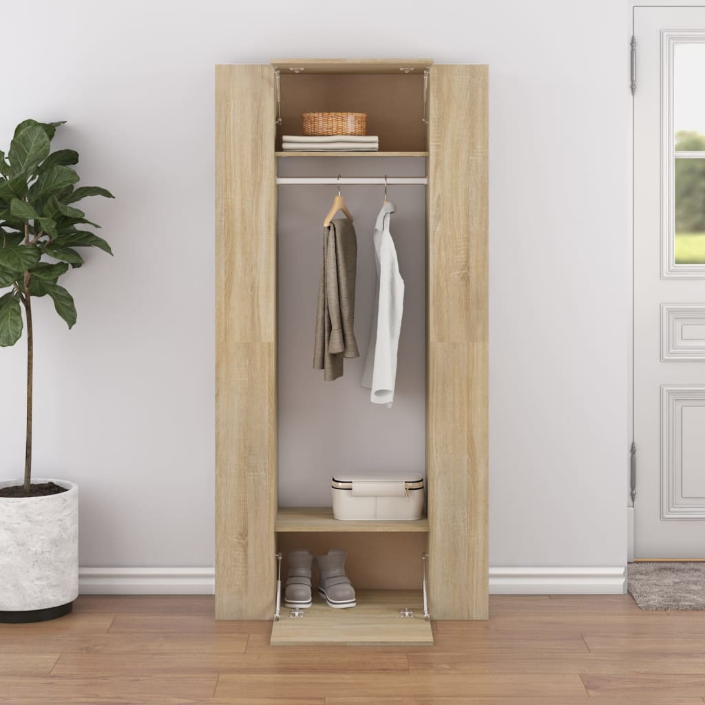 vidaXL Meubles d'entrée 2 pcs Chêne fumé Bois d'ingénierie