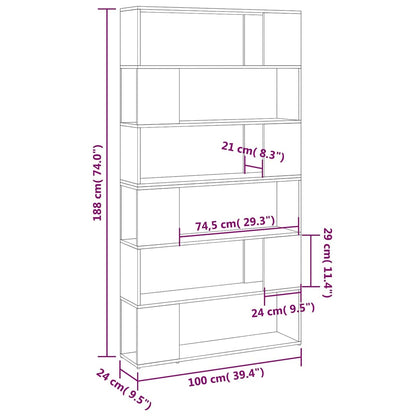 vidaXL Bücherregal Raumteiler Grau 100x24x188 cm