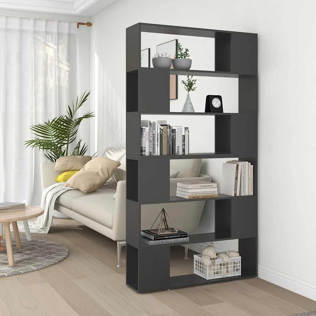 vidaXL Bücherregal Raumteiler Grau 100x24x188 cm
