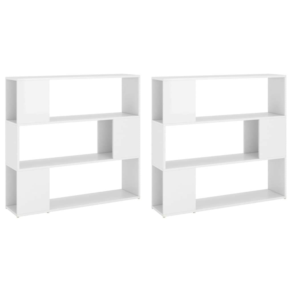 vidaXL Bücherregal Raumteiler Hochglanz-Weiß 100x24x188 cm