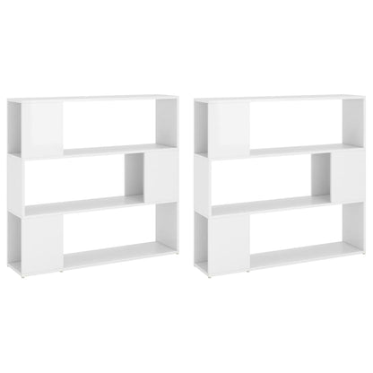 vidaXL Bücherregal Raumteiler Hochglanz-Weiß 100x24x188 cm