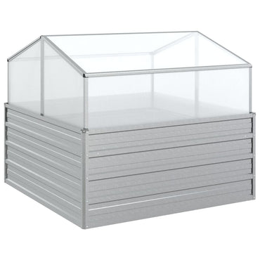 vidaXL Jardin-carré potager avec serre 100x100x85 cm Argenté