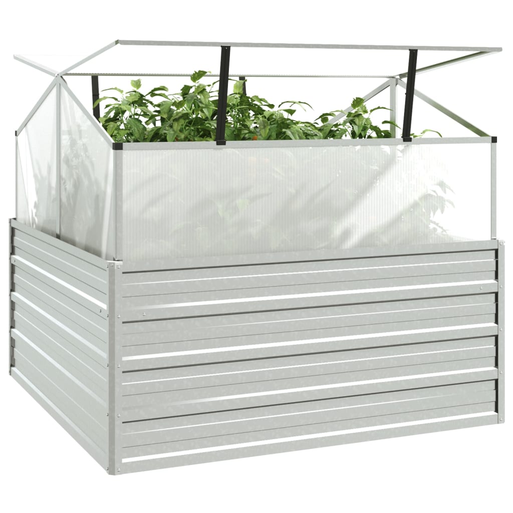 vidaXL Jardin-carré potager avec serre 100x100x85 cm Argenté