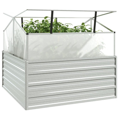 vidaXL Jardin-carré potager avec serre 100x100x85 cm Argenté