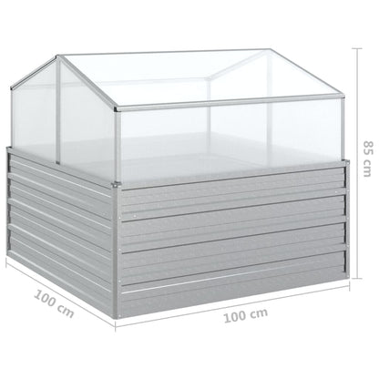 vidaXL Jardin-carré potager avec serre 100x100x85 cm Argenté