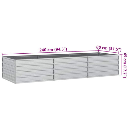 vidaXL Jardinière surélevée de jardin 240x80x45 cm en acier galvanisé argenté