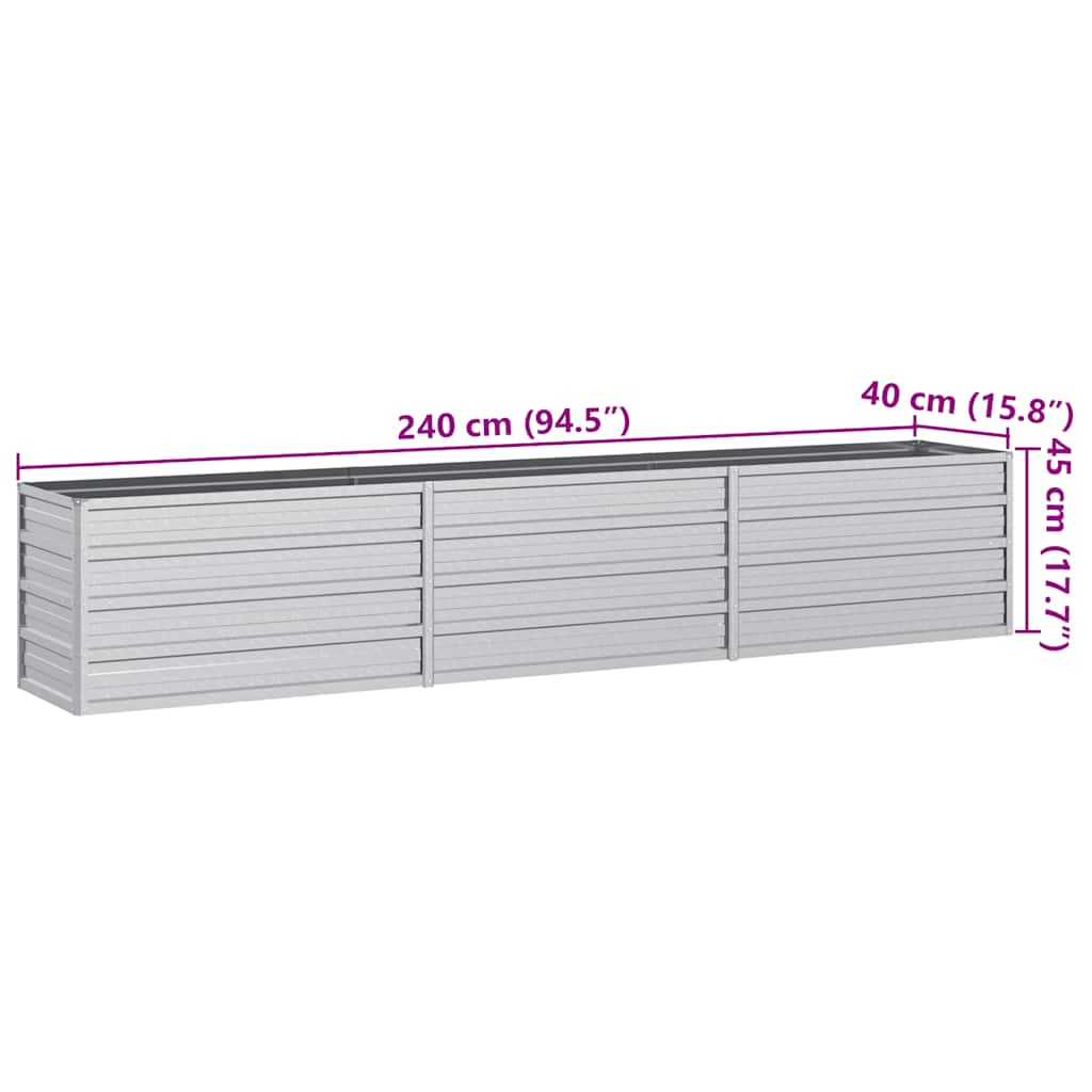 vidaXL Carré potager de jardin 240x40x45 cm en acier galvanisé argenté