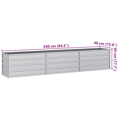 vidaXL Carré potager de jardin 240x40x45 cm en acier galvanisé argenté