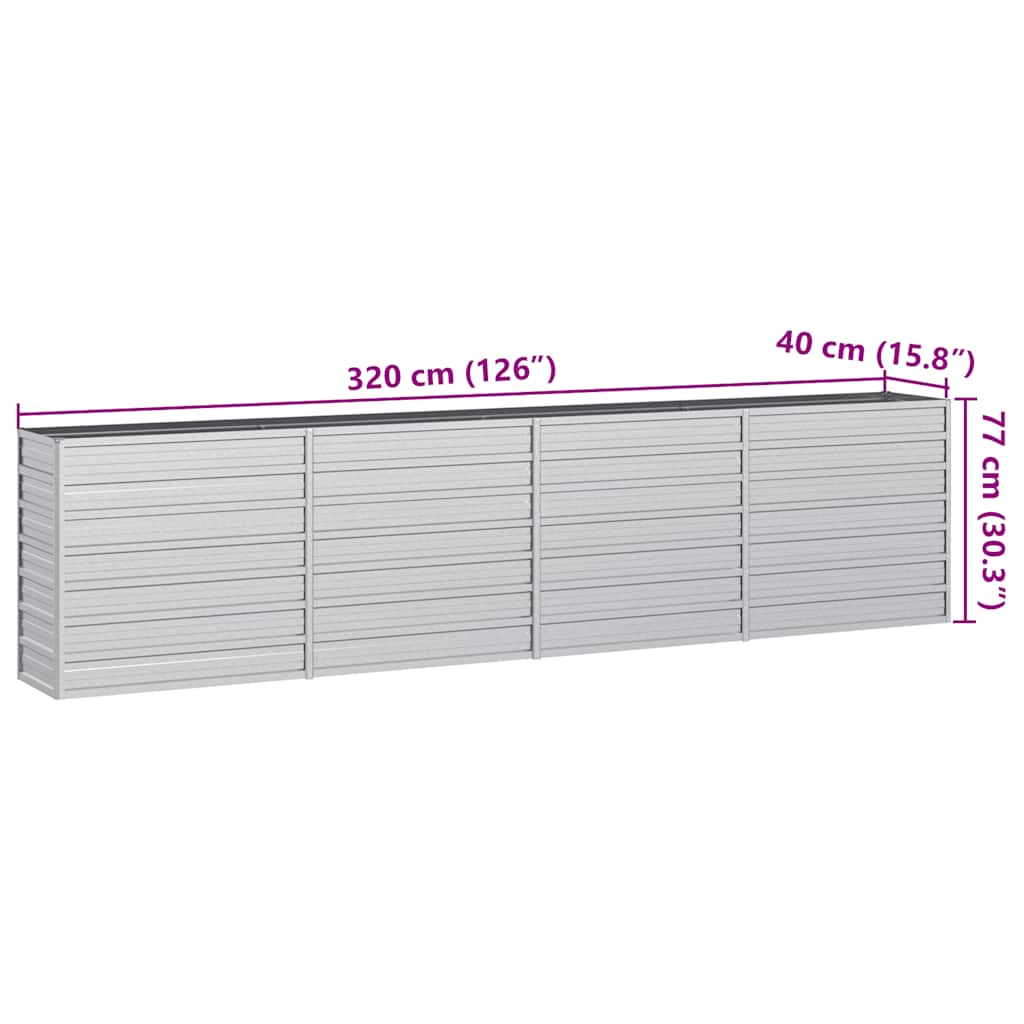 vidaXL Carré potager de jardin 320x40x77 cm Acier galvanisé Argenté