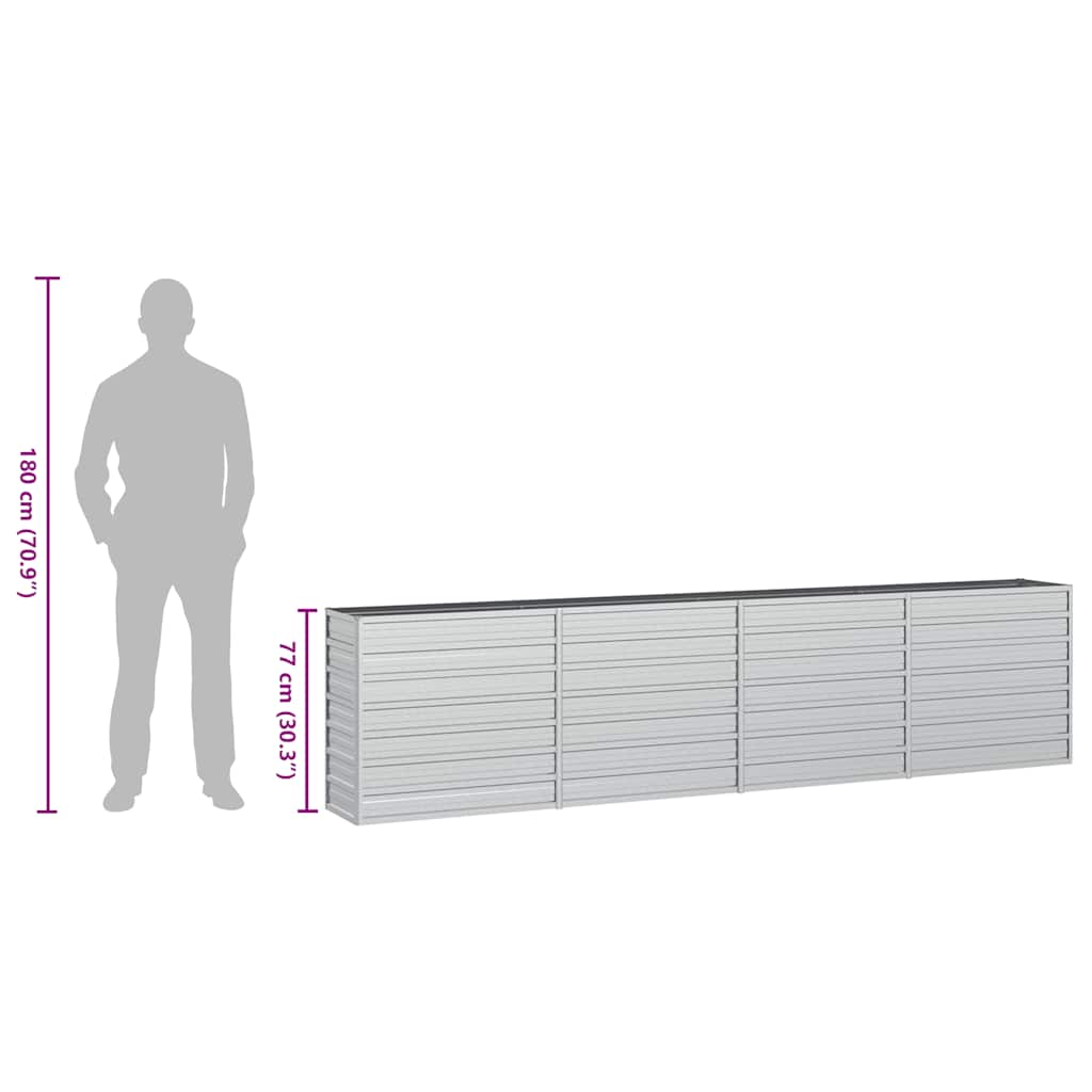 vidaXL Carré potager de jardin 320x40x77 cm Acier galvanisé Argenté