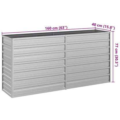 vidaXL Garten-Hochbeet 160x40x77 cm Verzinkter Stahl Silber