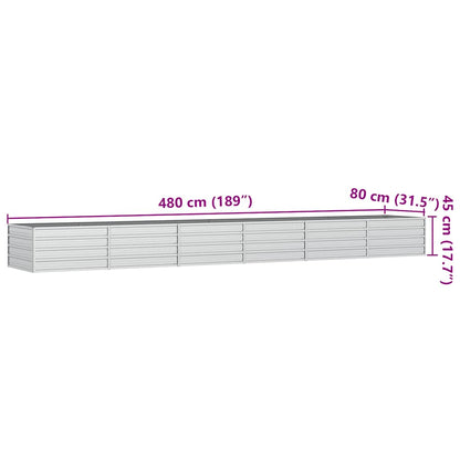vidaXL Garten-Hochbeet 480x80x45 cm Verzinkter Stahl Silber