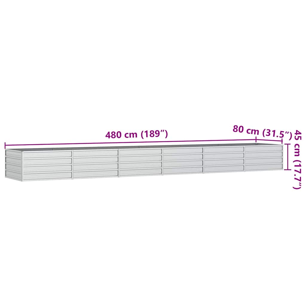 vidaXL Garten-Hochbeet 480x80x77 cm Verzinkter Stahl Silber