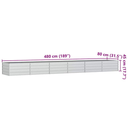 vidaXL Garten-Hochbeet 480x80x77 cm Verzinkter Stahl Silber