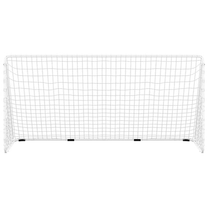 Fußballtor mit Netz Weiß 366x122x182 cm Stahl
