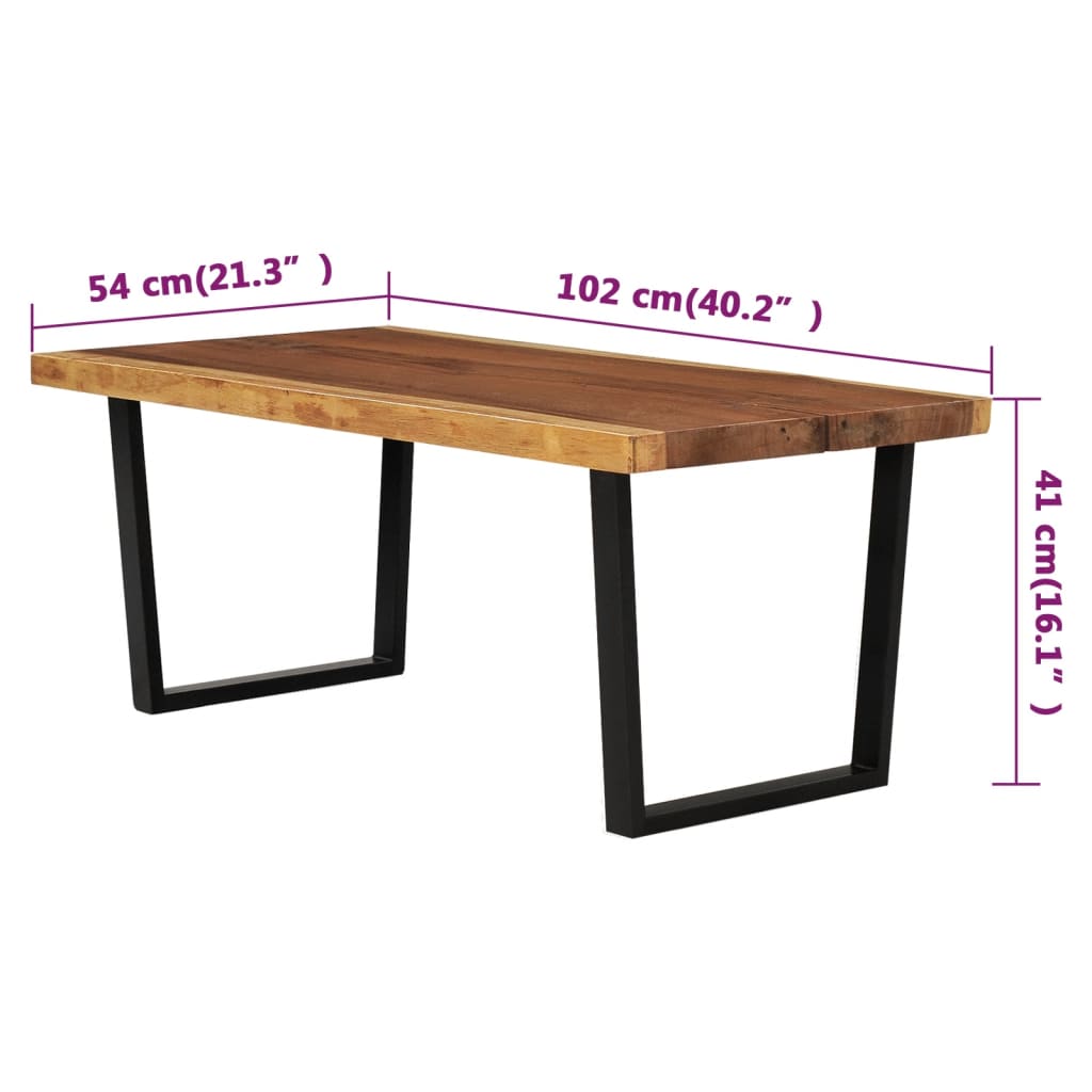 vidaXL Couchtisch Massivholz Suar 102x54x41 cm