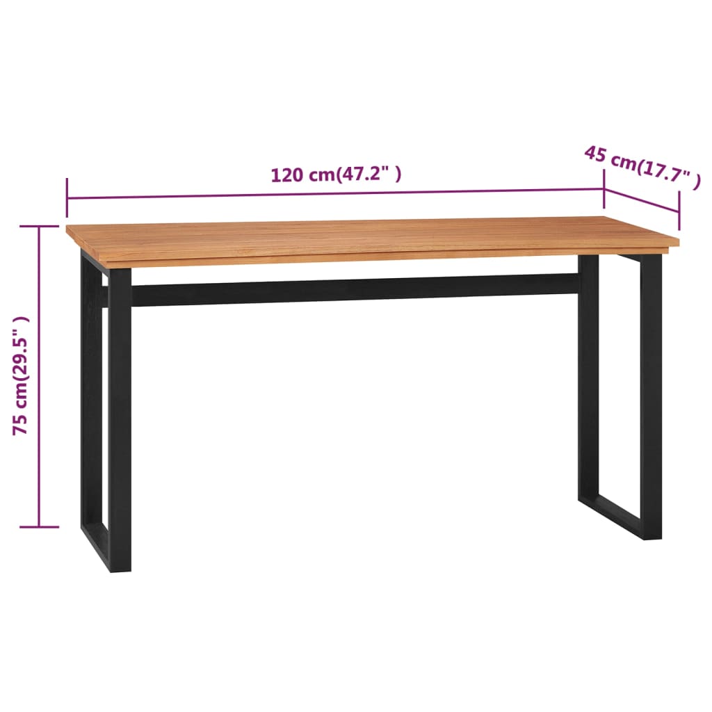 vidaXL Schreibtisch 120x45x75 cm Massivholz Teak