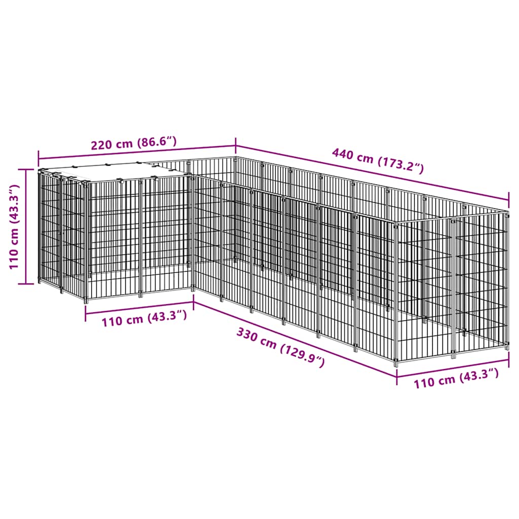 Hundezwinger Silbern 6,05 m² Stahl