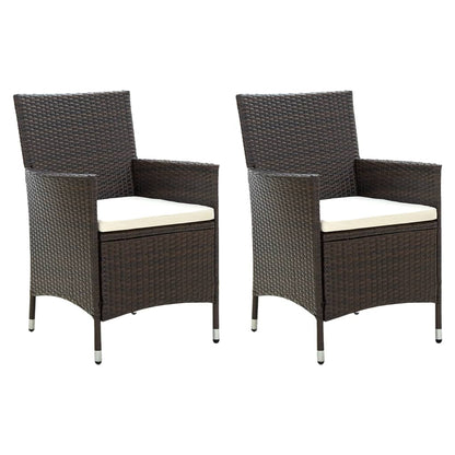 vidaXL Chaises de jardin avec coussins d'assise 2 pcs Résine tressée Marron