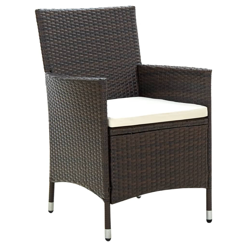 vidaXL Chaises de jardin avec coussins d'assise 2 pcs Résine tressée Marron