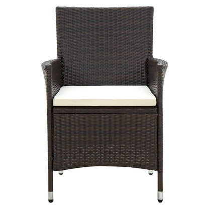 vidaXL Chaises de jardin avec coussins d'assise 2 pcs Résine tressée Marron