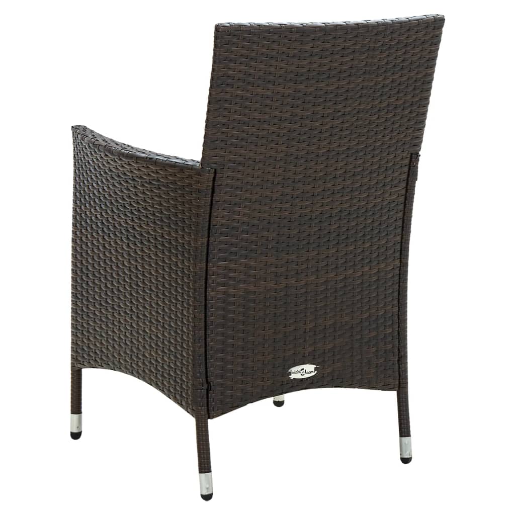 vidaXL Chaises de jardin avec coussins d'assise 2 pcs Résine tressée Marron