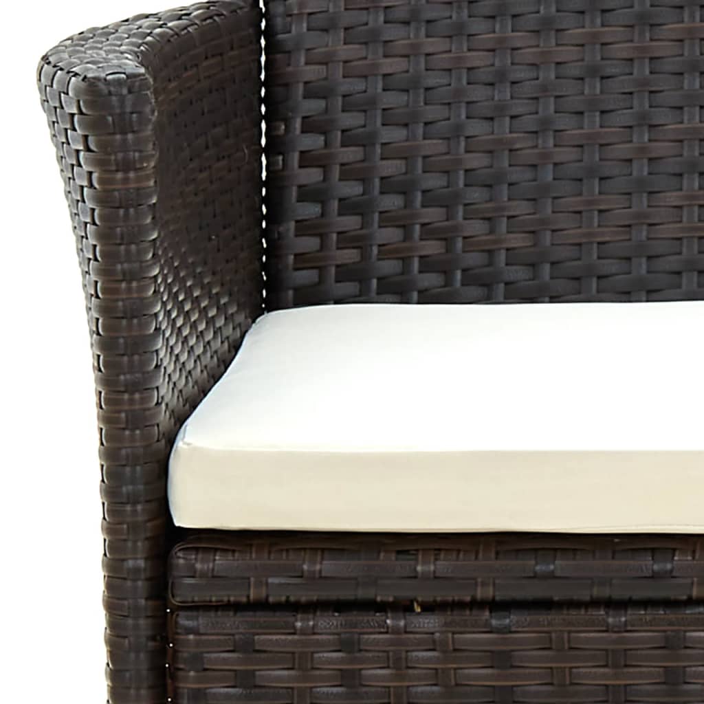 vidaXL Chaises de jardin avec coussins d'assise 2 pcs Résine tressée Marron