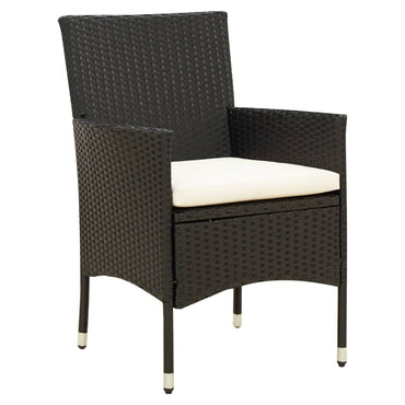 vidaXL Gartenstühle mit Kissen 2 Stk. Poly Rattan Schwarz