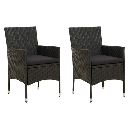 vidaXL Chaises de jardin avec coussins d'assise 2 pcs Résine tressée Noir