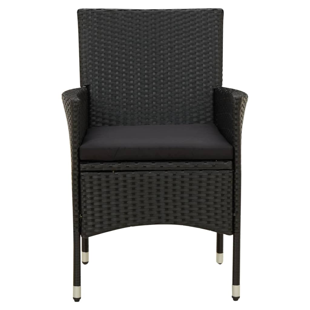 vidaXL Chaises de jardin avec coussins d'assise 2 pcs Résine tressée Noir