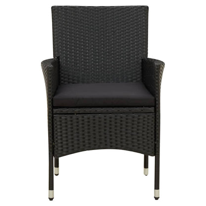 vidaXL Chaises de jardin avec coussins d'assise 2 pcs Résine tressée Noir