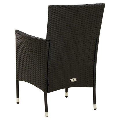 vidaXL Chaises de jardin avec coussins d'assise 2 pcs Résine tressée Noir